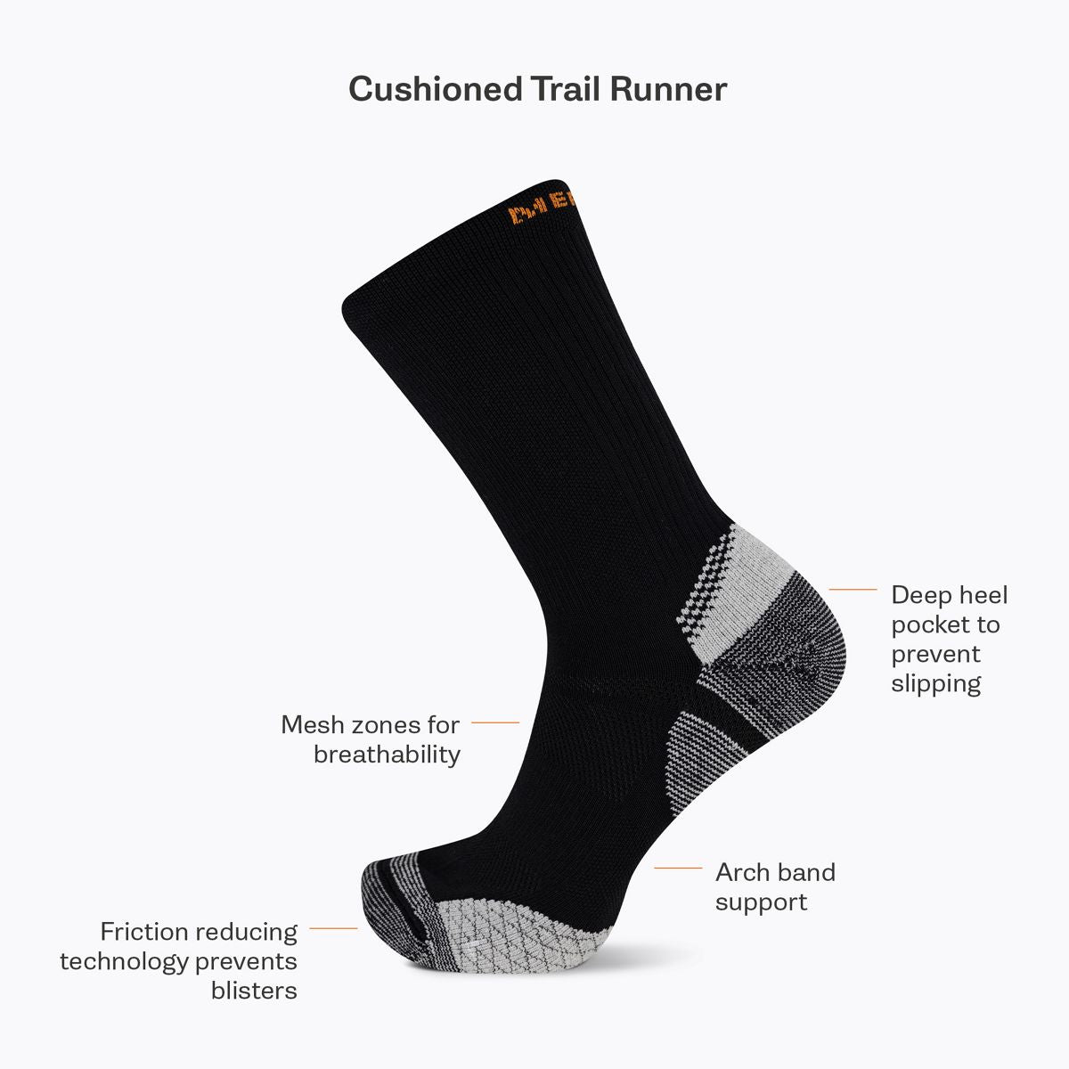 Cushion Trail Runner Crew Sock - Socks | Merrell On Sale