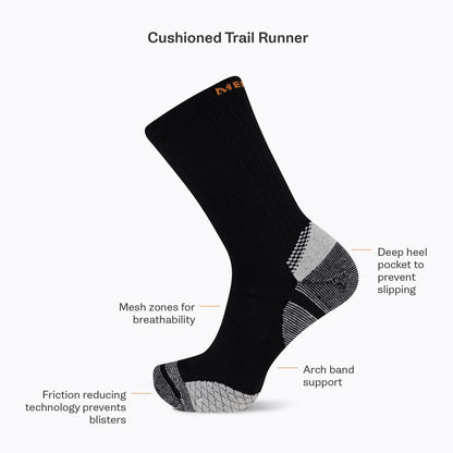 Cushion Trail Runner Crew Sock - Socks | Merrell On Sale